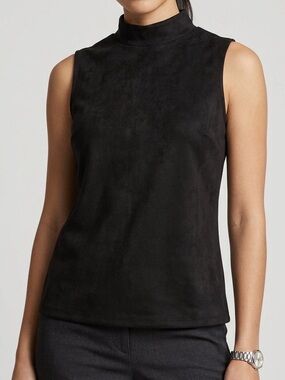 NWT Tahari Black Mock Neck Sleeveless Top - Size Small Petite